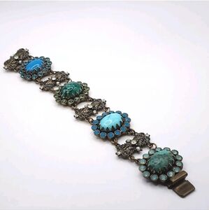 Ollipop Brass & Semi Precious Stone Bracelet 6.75 Inches When Clasped